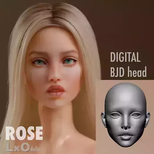 BJD doll Head Female Character Teenager 3D print - ROSE
