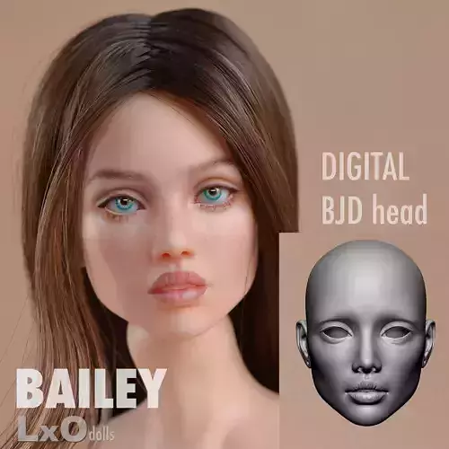 BJD doll Head Female Character Teenager 3D print - BAILEY 3D print model