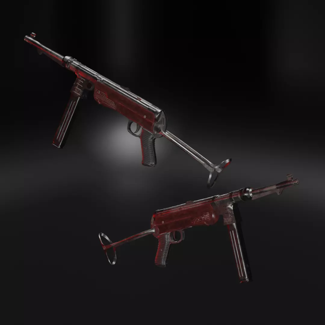 MP40 Rigged Low-poly 3D model