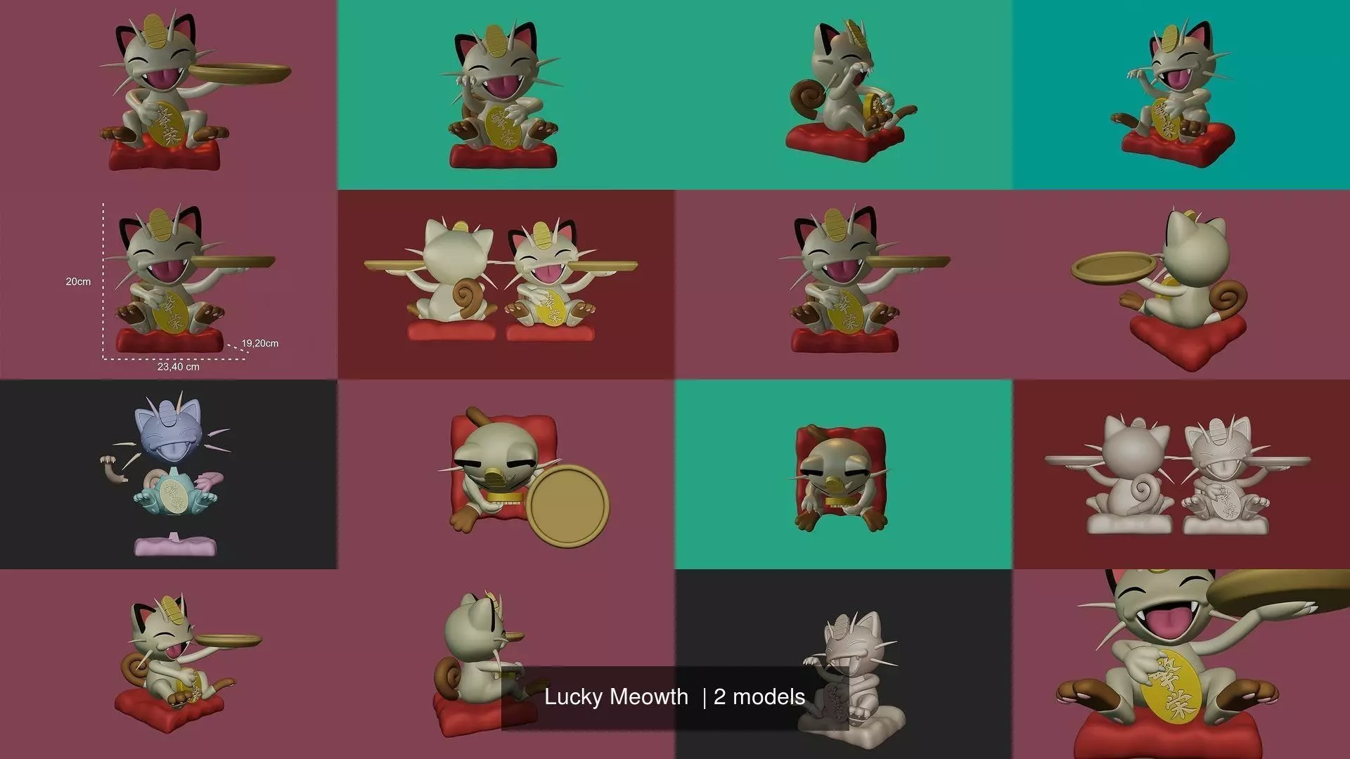 Lucky Meowth  3D Model Collection_1