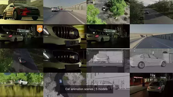 Car animation scenes 3D Model Collection