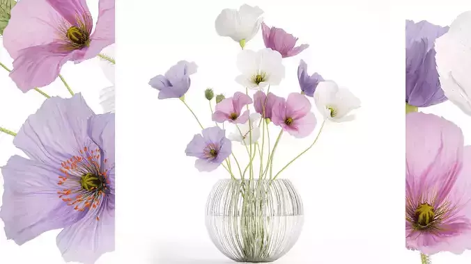 Small bouquet of wildflowers in a vase with poppy 418