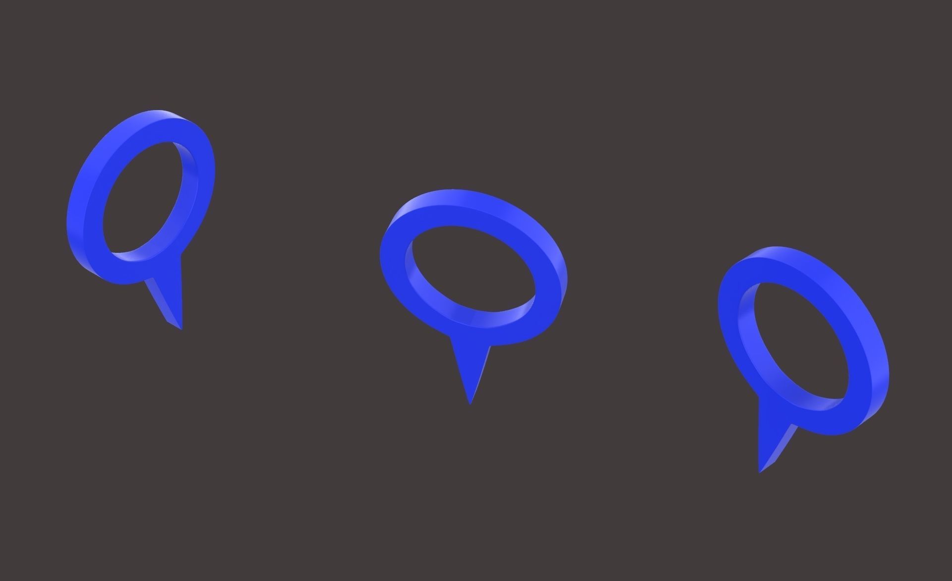 Pin 007 - Map Pointer Basic Blue Low-poly 3D model_2