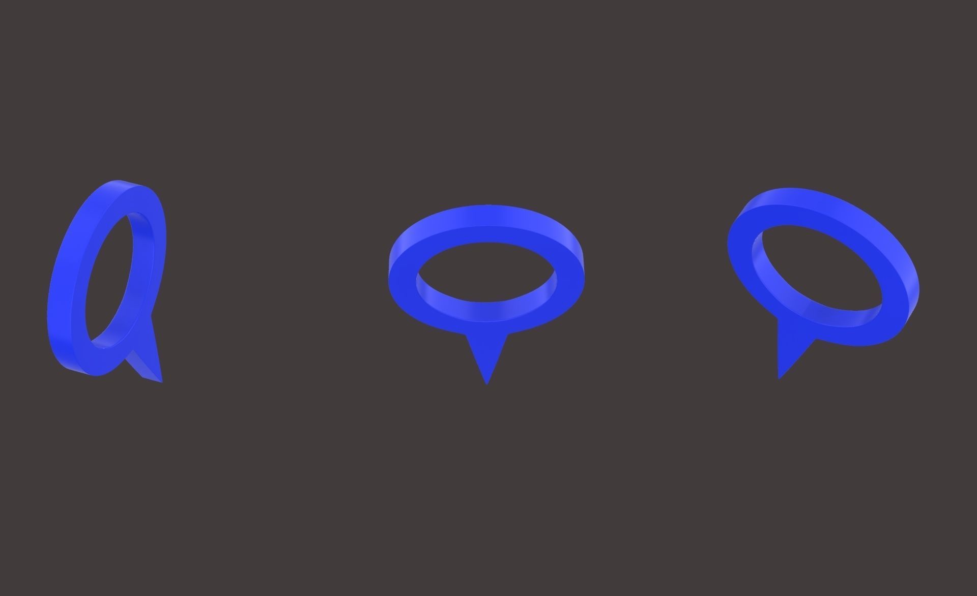 Pin 007 - Map Pointer Basic Blue Low-poly 3D model_3