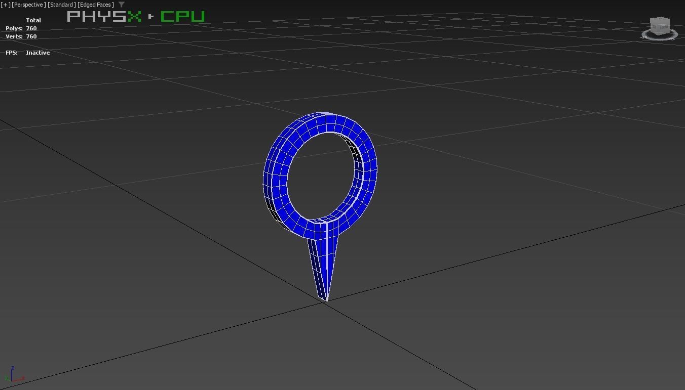 Pin 007 - Map Pointer Basic Blue Low-poly 3D model_4