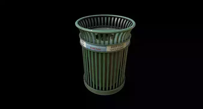 Realistic NY Trash Can Low-poly 3D model