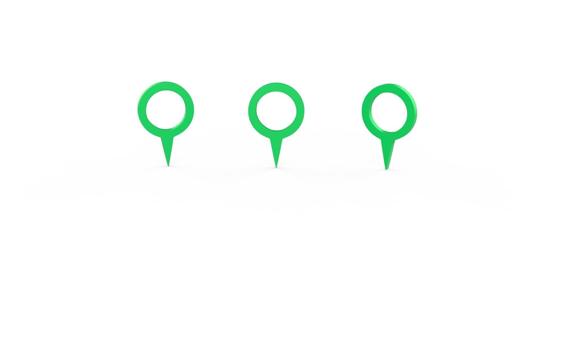 Pin 007 - Map Pointer Basic Green Low-poly 3D model_7