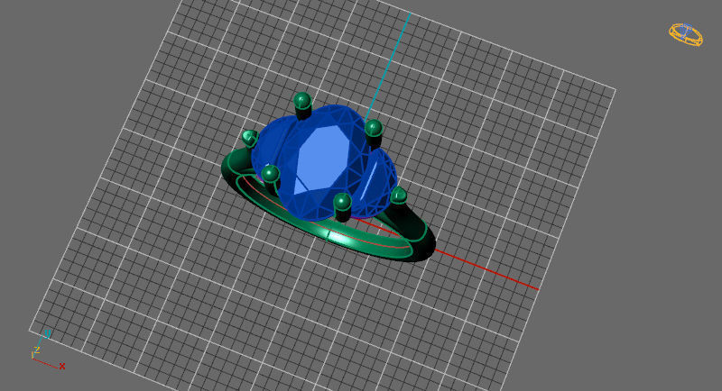 3 stones ring with half moon for the side 3D print model_2