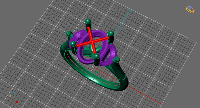 3 stones ring with half moon for the side 3D print model_3