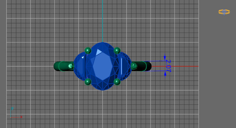 3 stones ring with half moon for the side 3D print model_1