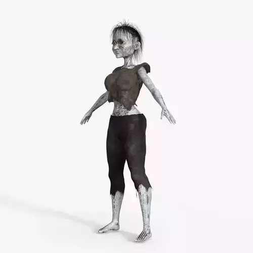 3D Scary Woman Zombie Rigged
