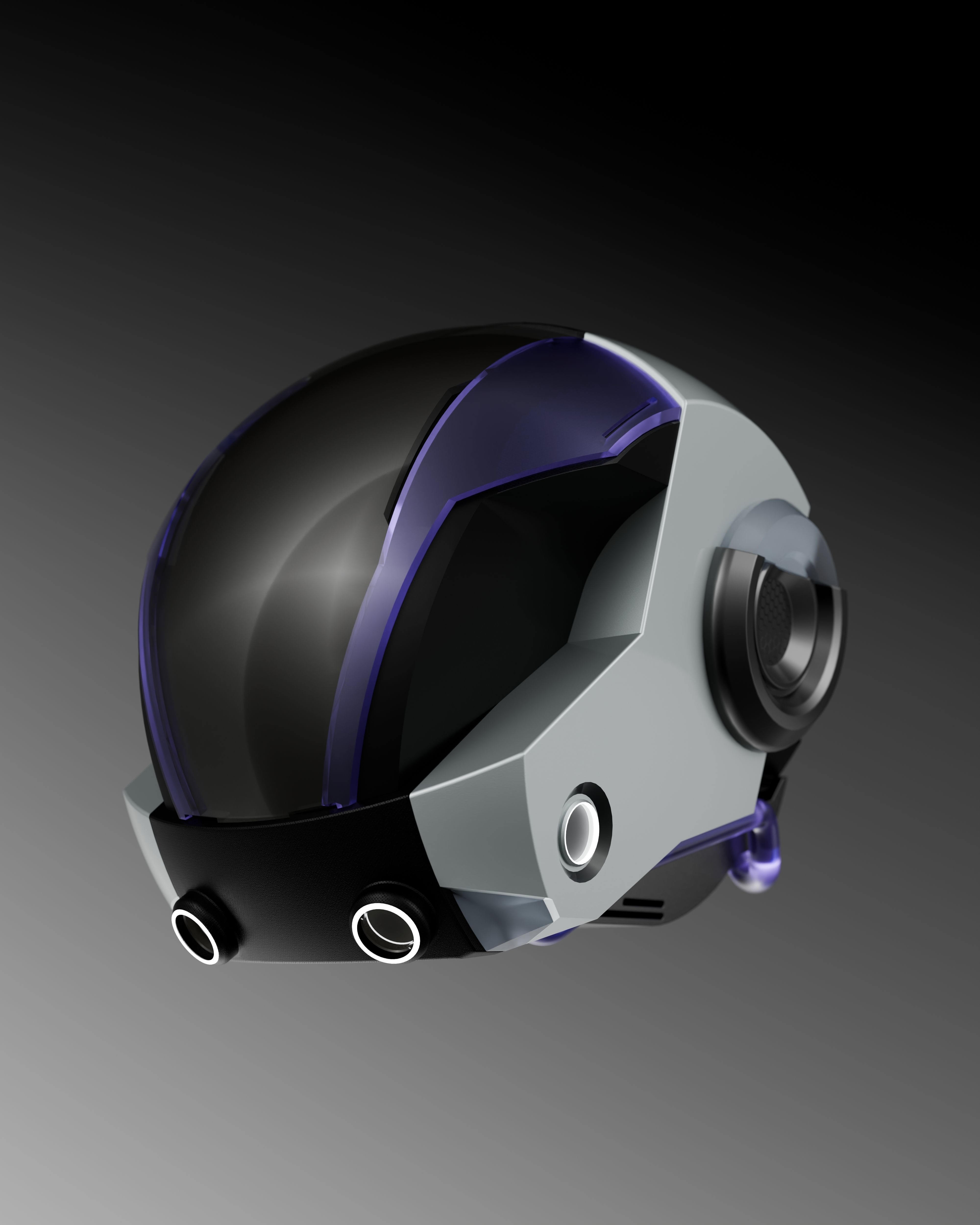 SCIFI Futuristic 3D Helmet Model Blender Low-poly 3D model_2