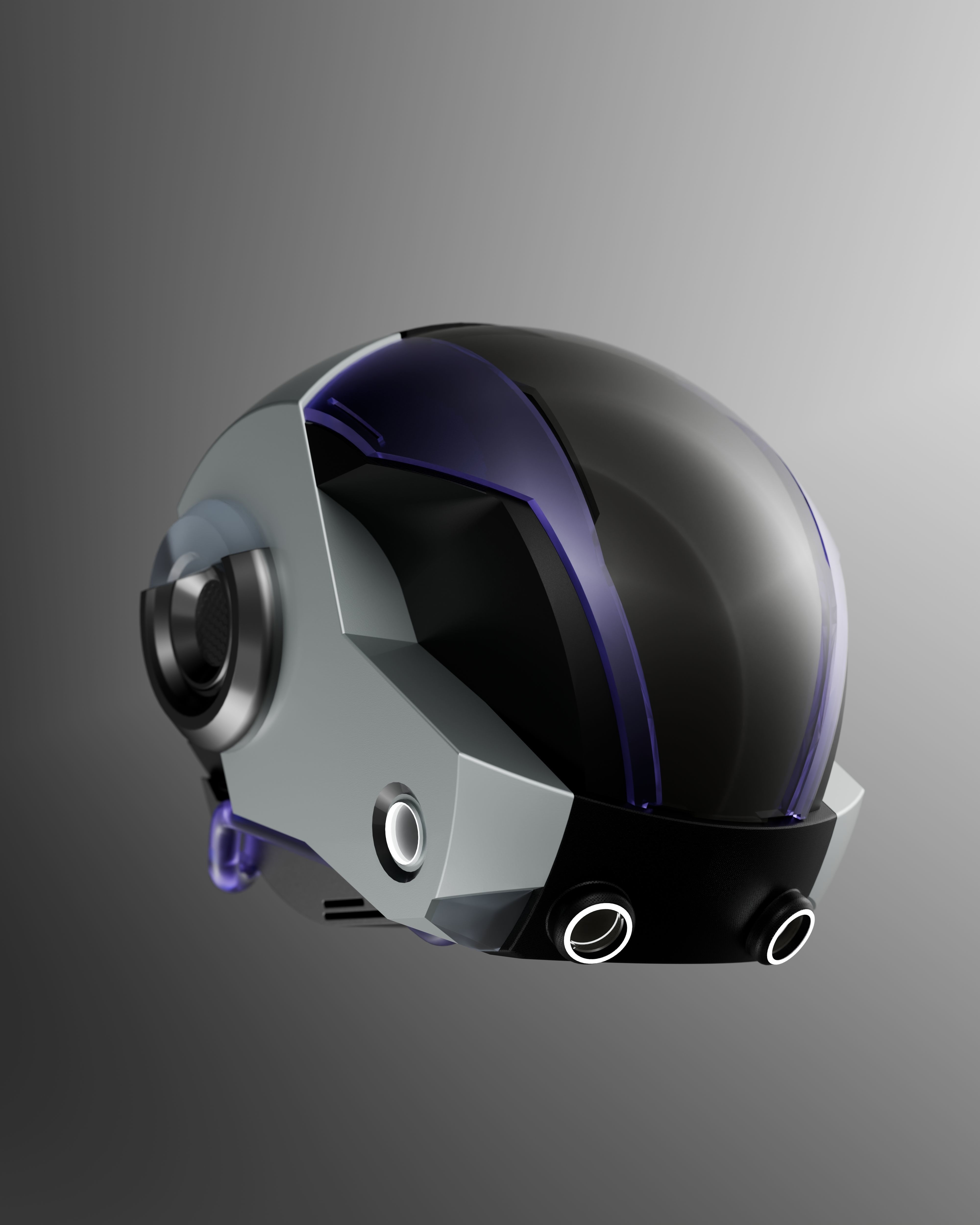 SCIFI Futuristic 3D Helmet Model Blender Low-poly 3D model_3