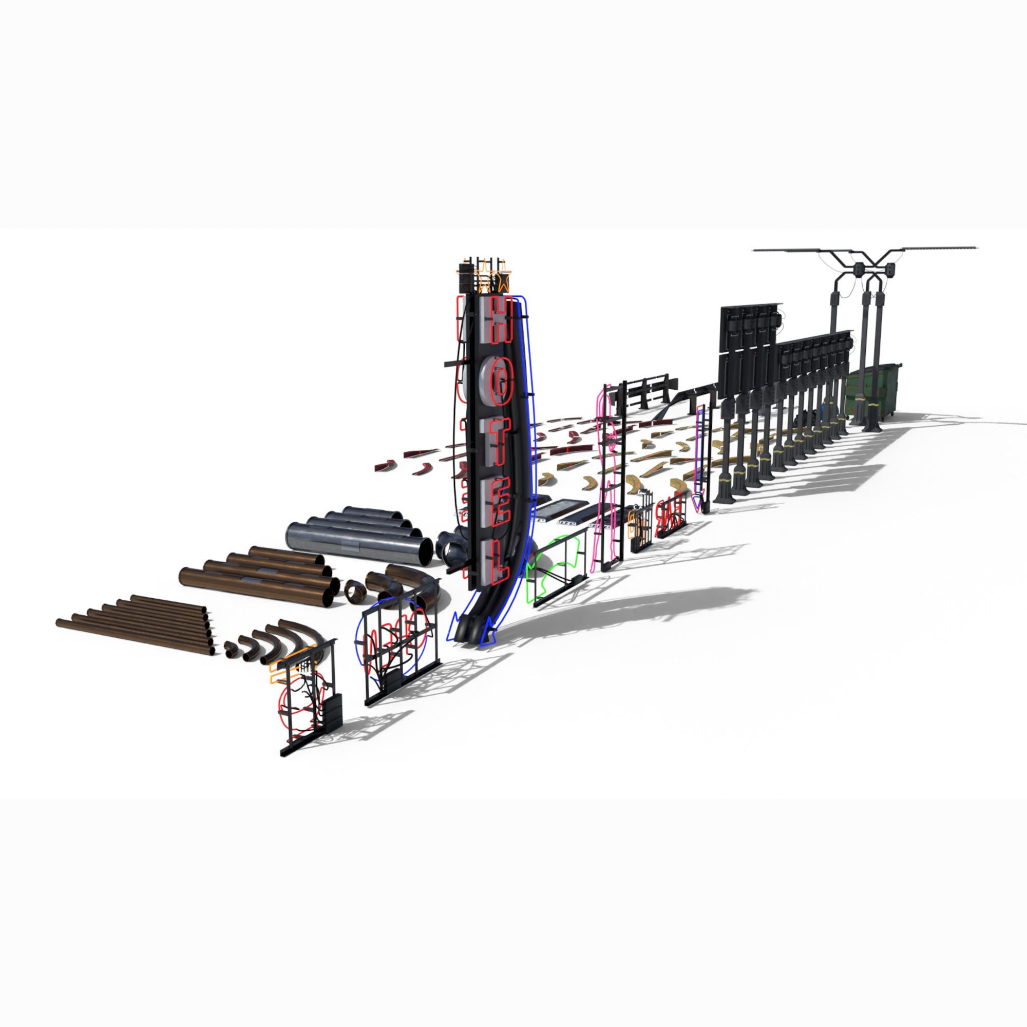 Cyberpunk Street Pack 3D model_3