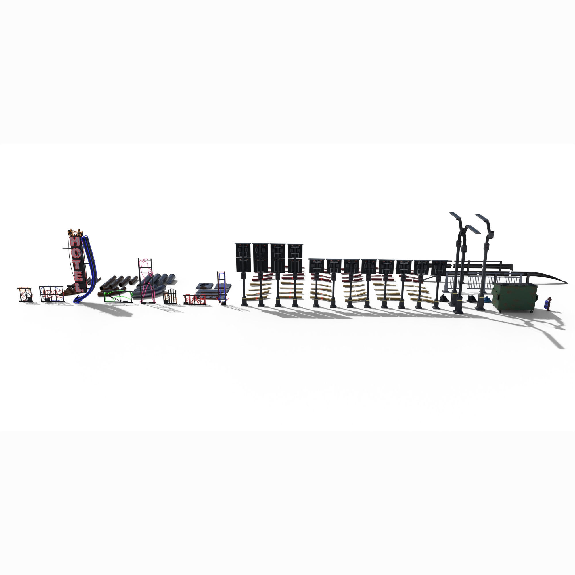 Cyberpunk Street Pack 3D model_4