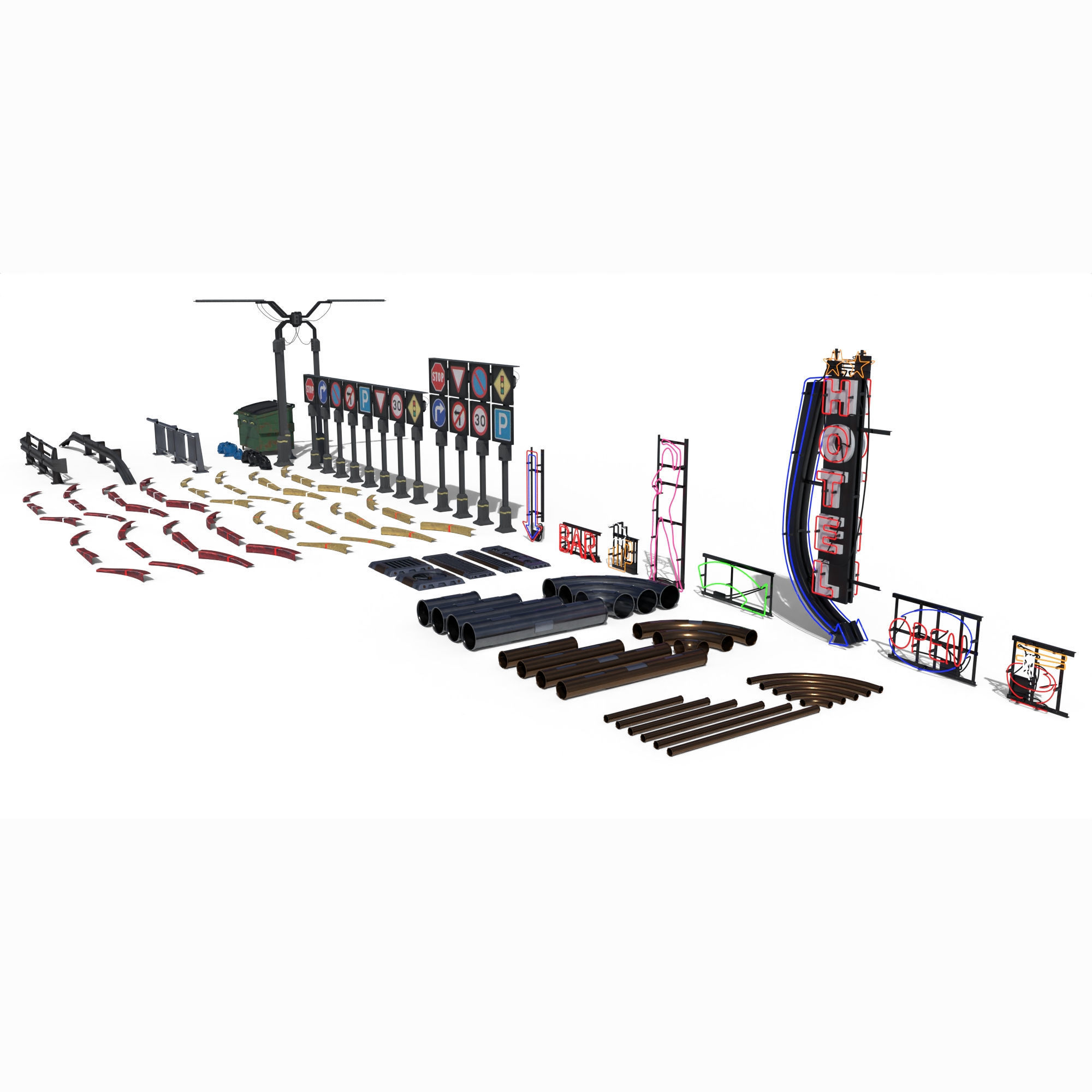 Cyberpunk Street Pack 3D model_1