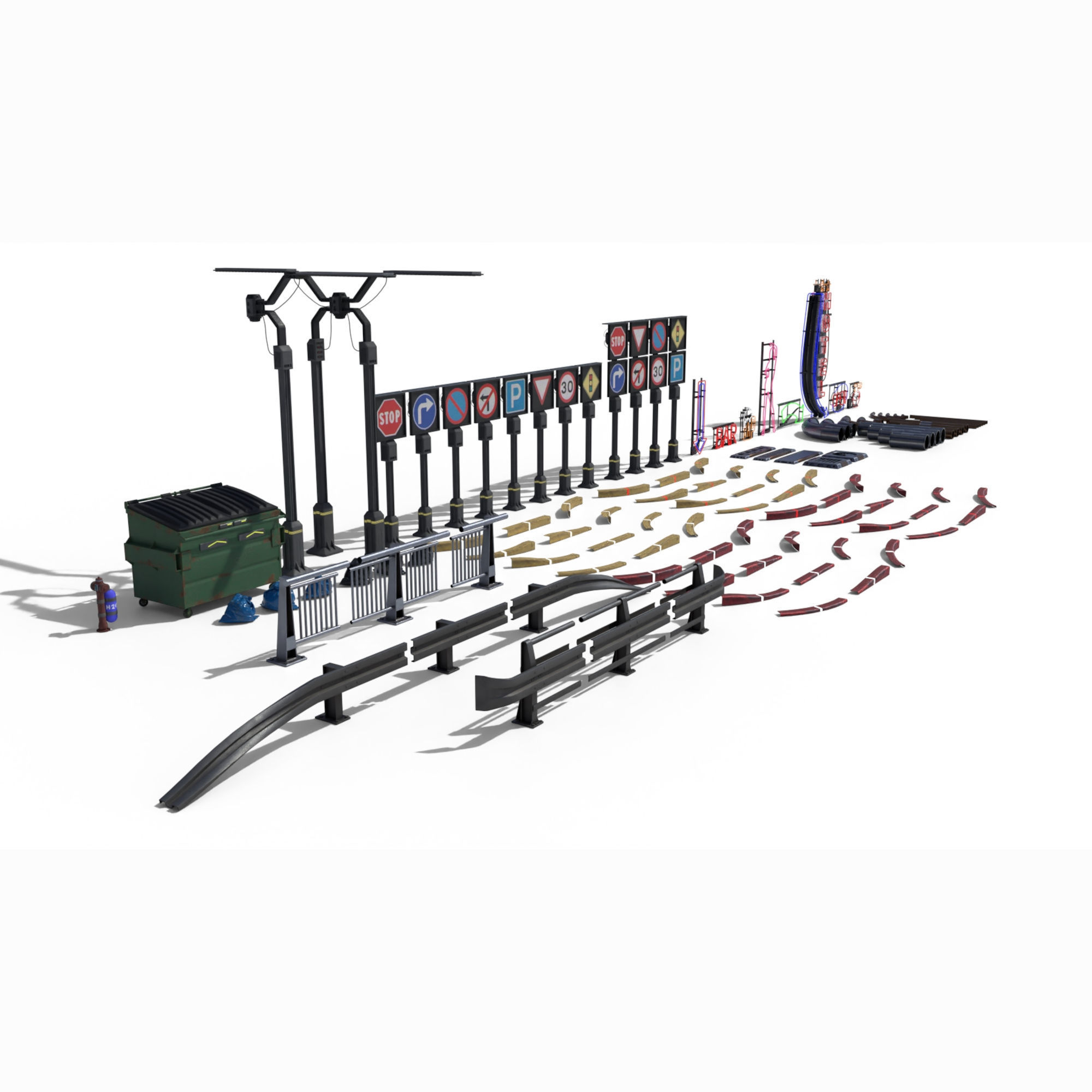 Cyberpunk Street Pack 3D model_7