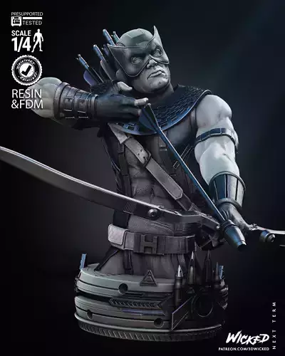 Wicked Marvel Hawkeye Bust Tested for 3D printing 3D print model