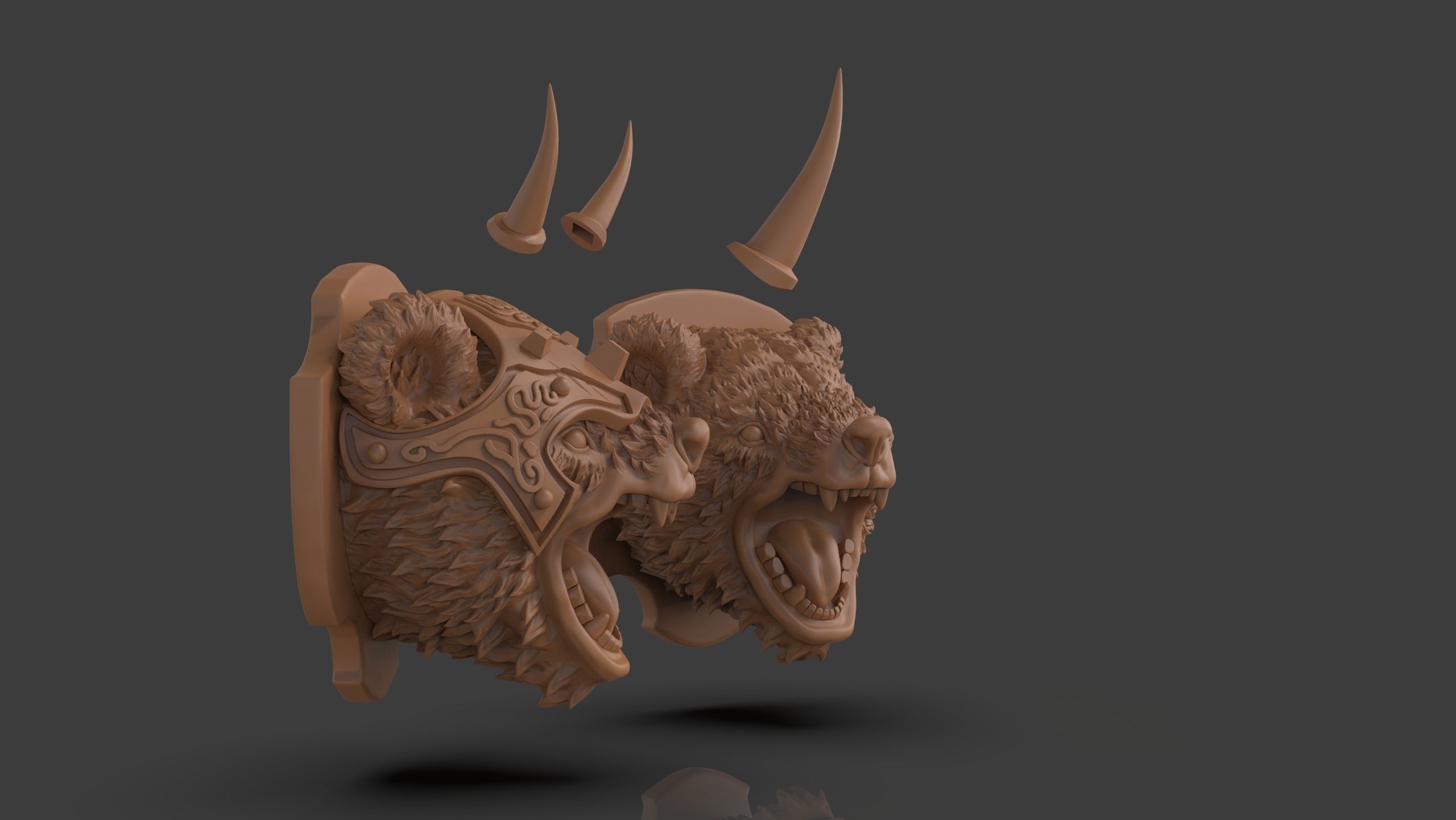 Stylized Grizzly Bear Trophy Head 3D print model_25