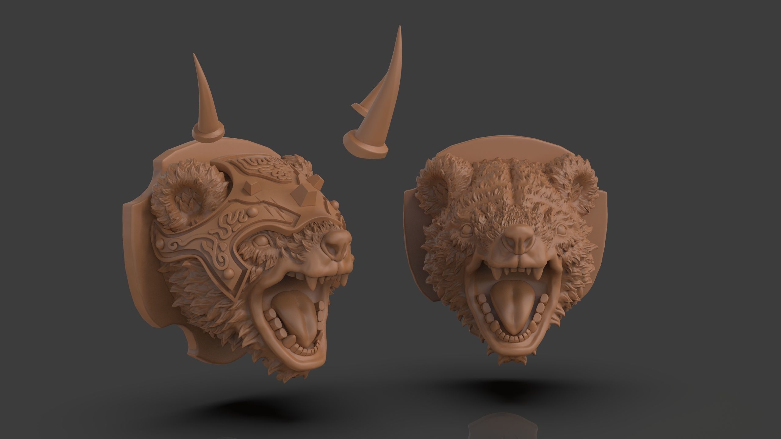 Stylized Grizzly Bear Trophy Head 3D print model_24