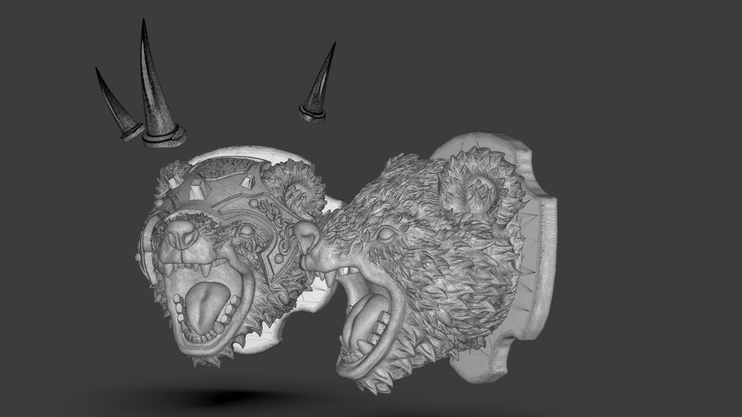 Stylized Grizzly Bear Trophy Head 3D print model_28