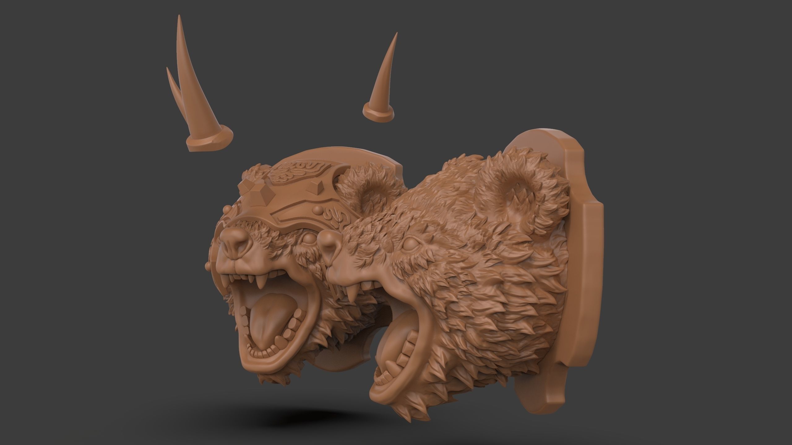 Stylized Grizzly Bear Trophy Head 3D print model_26