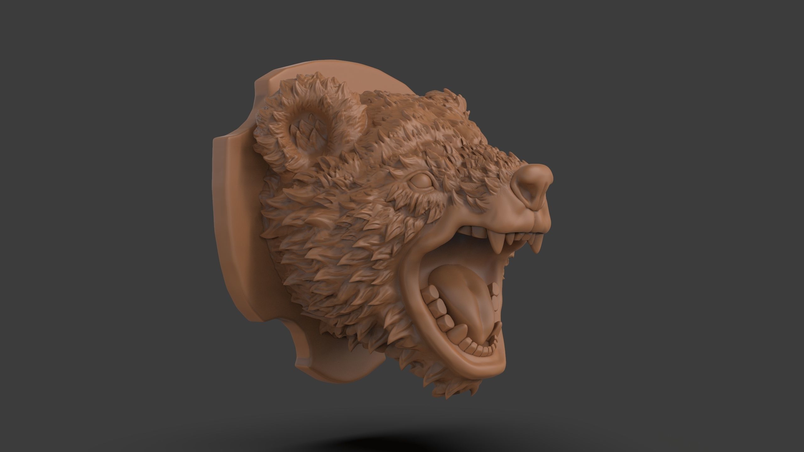 Stylized Grizzly Bear Trophy Head 3D print model_2