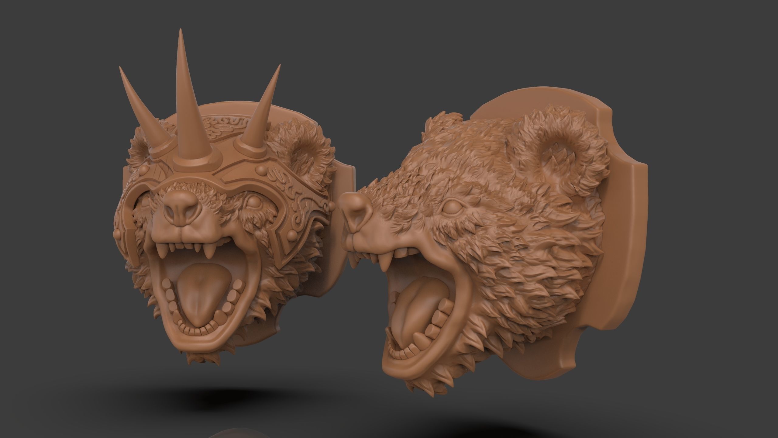 Stylized Grizzly Bear Trophy Head 3D print model_1