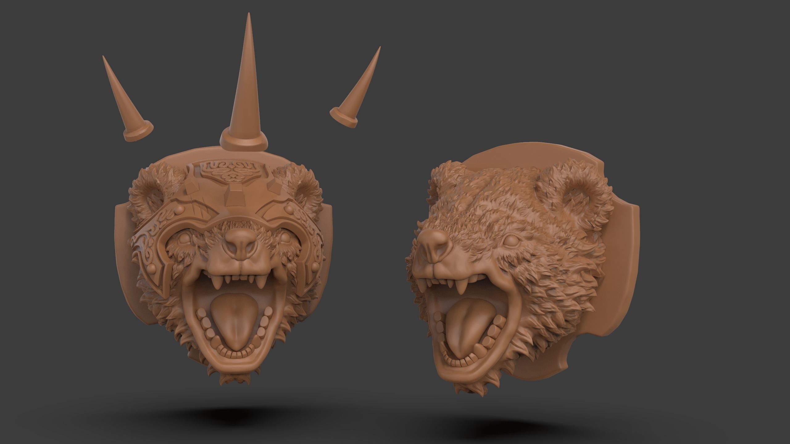 Stylized Grizzly Bear Trophy Head 3D print model_23