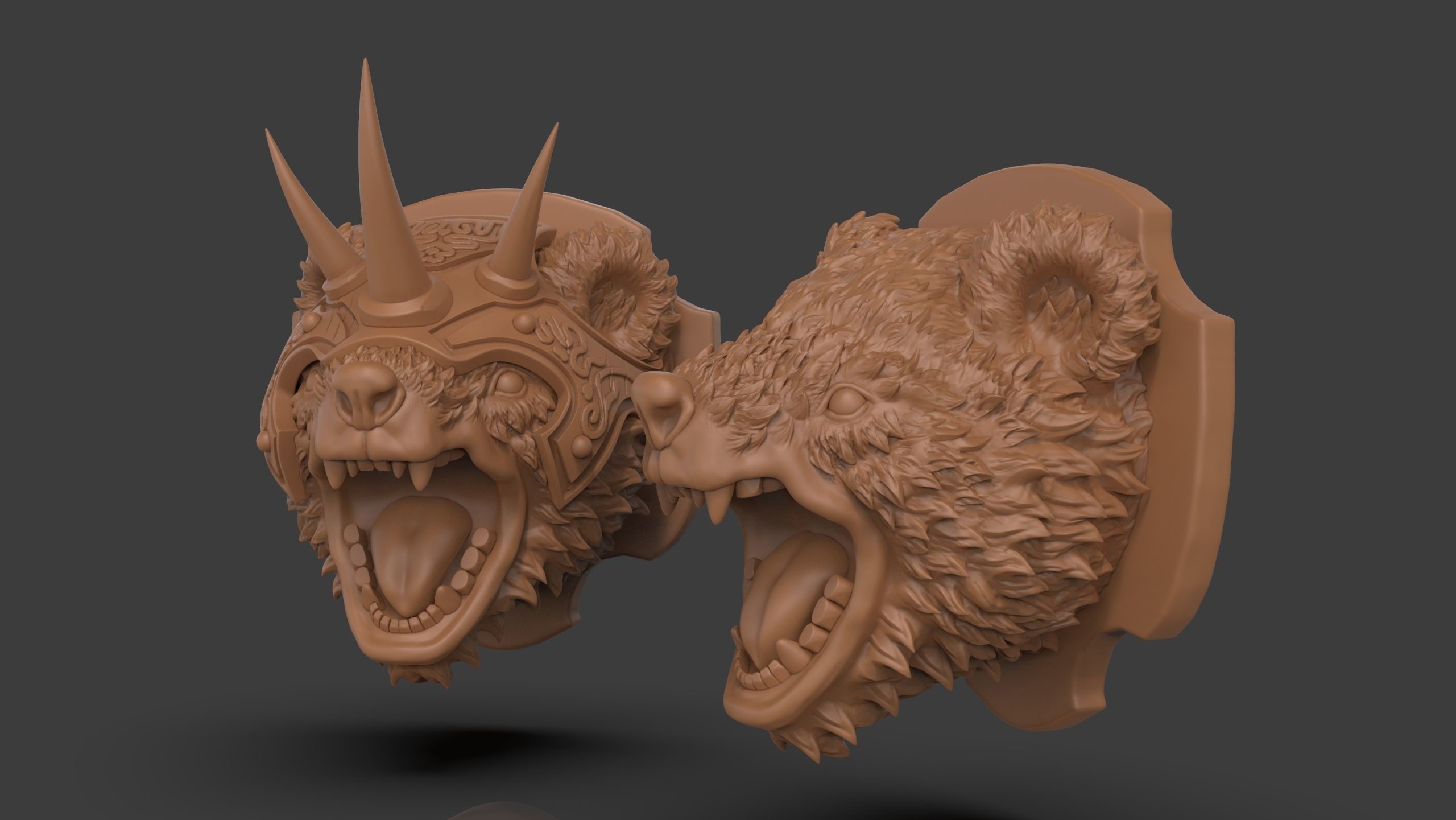 Stylized Grizzly Bear Trophy Head 3D print model_22
