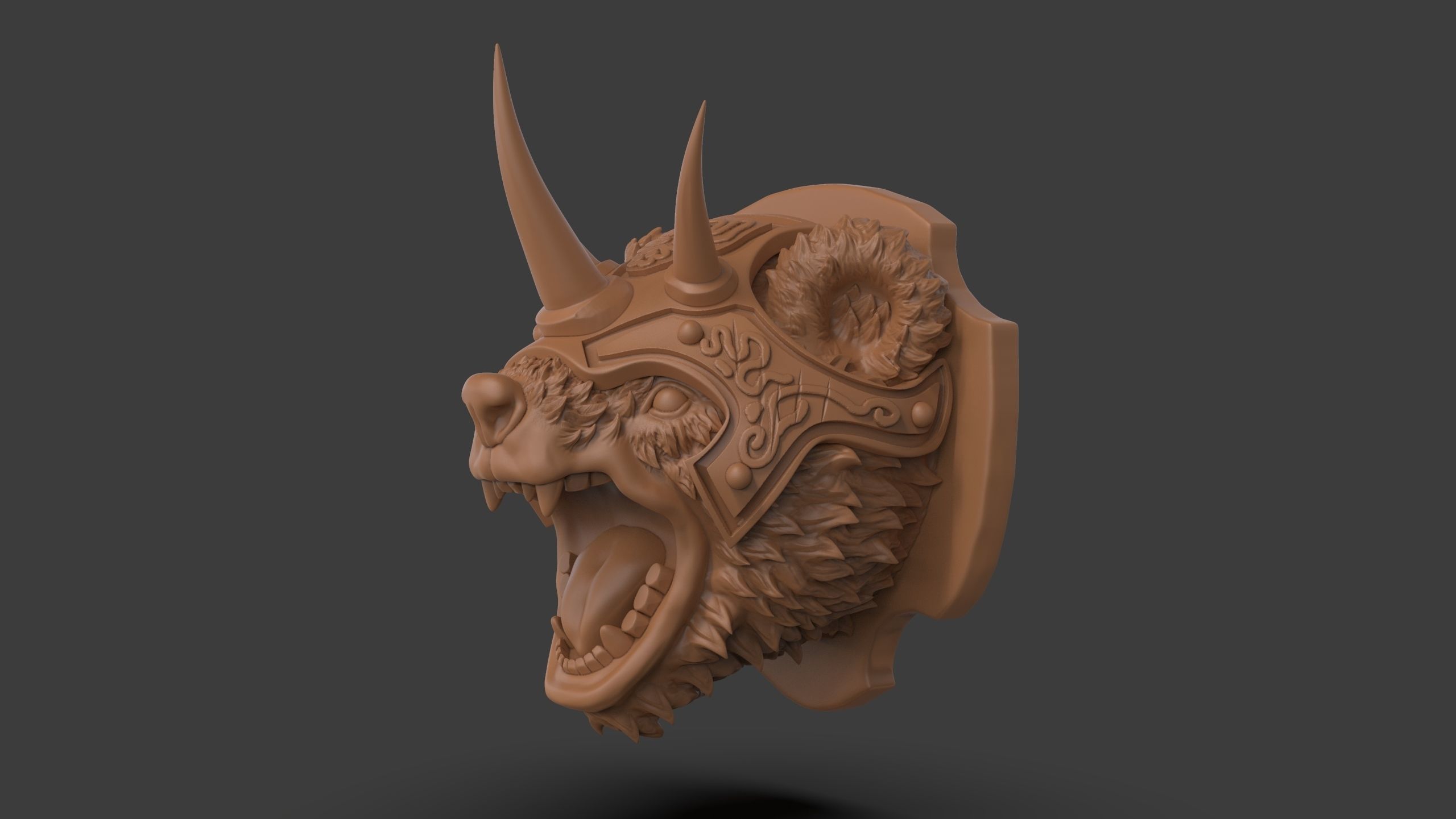 Stylized Grizzly Bear Trophy Head 3D print model_13