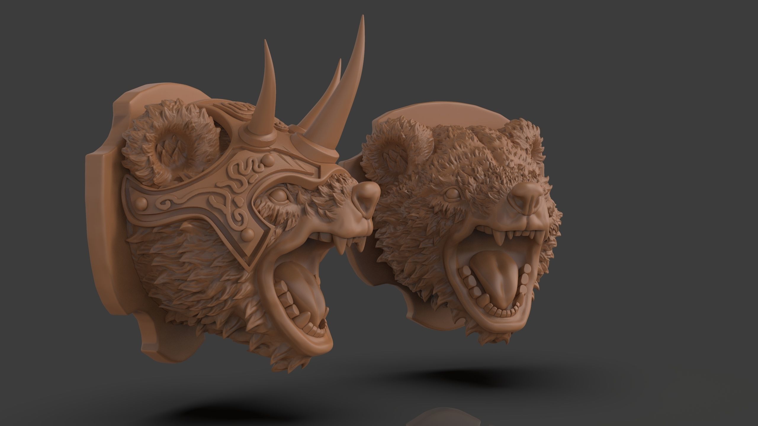 Stylized Grizzly Bear Trophy Head 3D print model_21