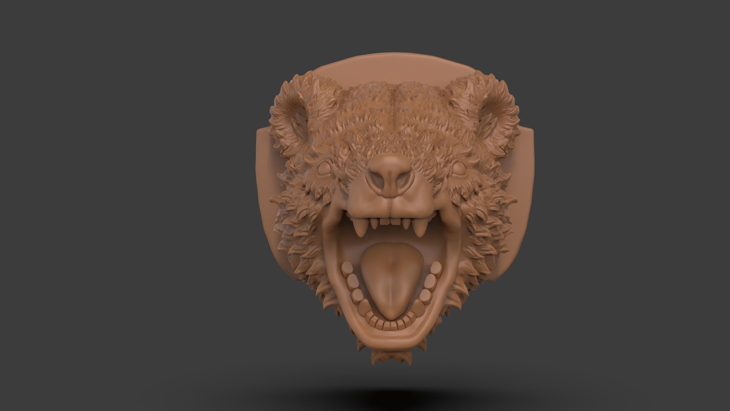 Stylized Grizzly Bear Trophy Head 3D print model_3