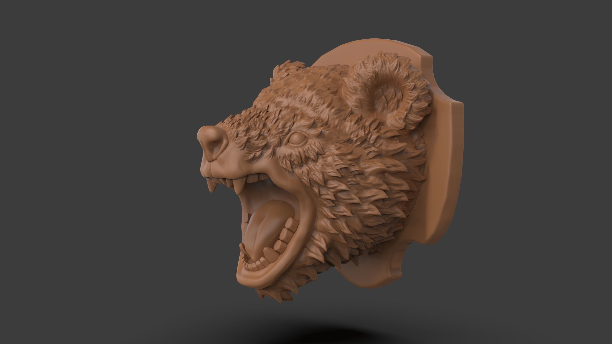 Stylized Grizzly Bear Trophy Head 3D print model_4