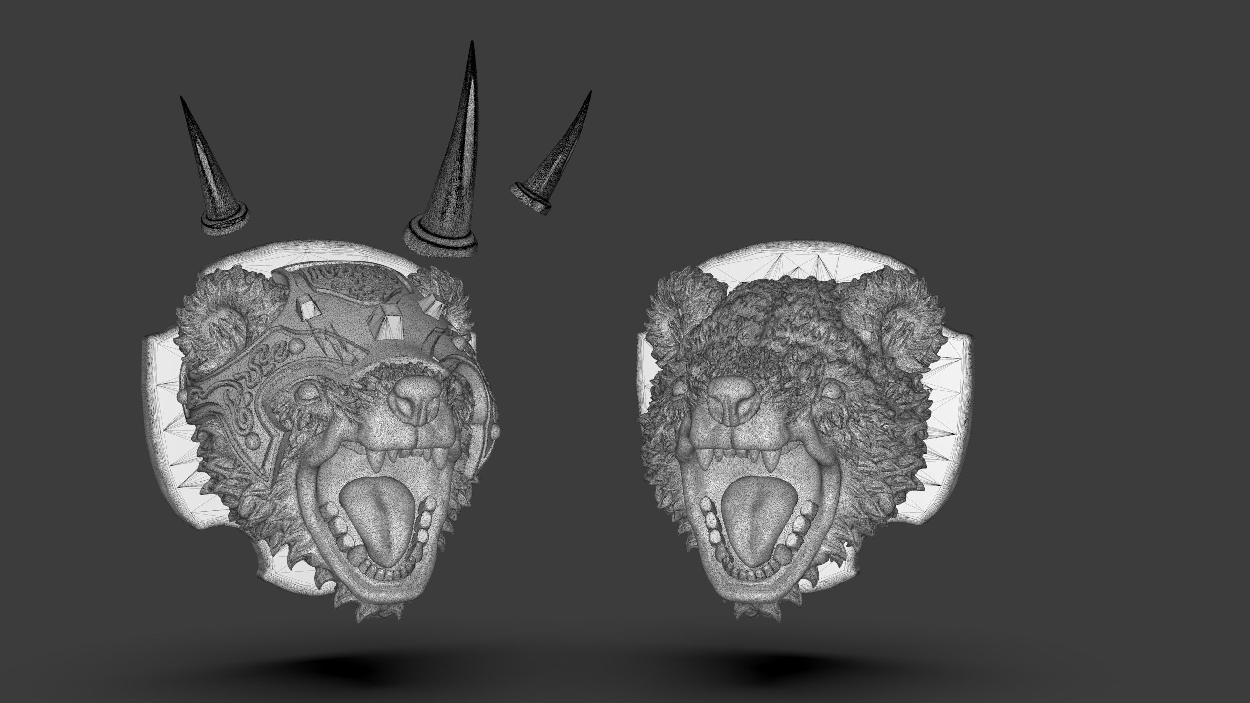 Stylized Grizzly Bear Trophy Head 3D print model_27