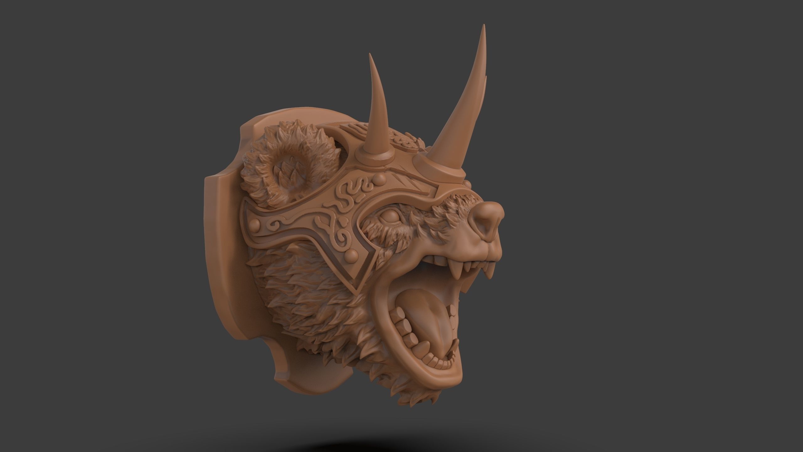 Stylized Grizzly Bear Trophy Head 3D print model_11