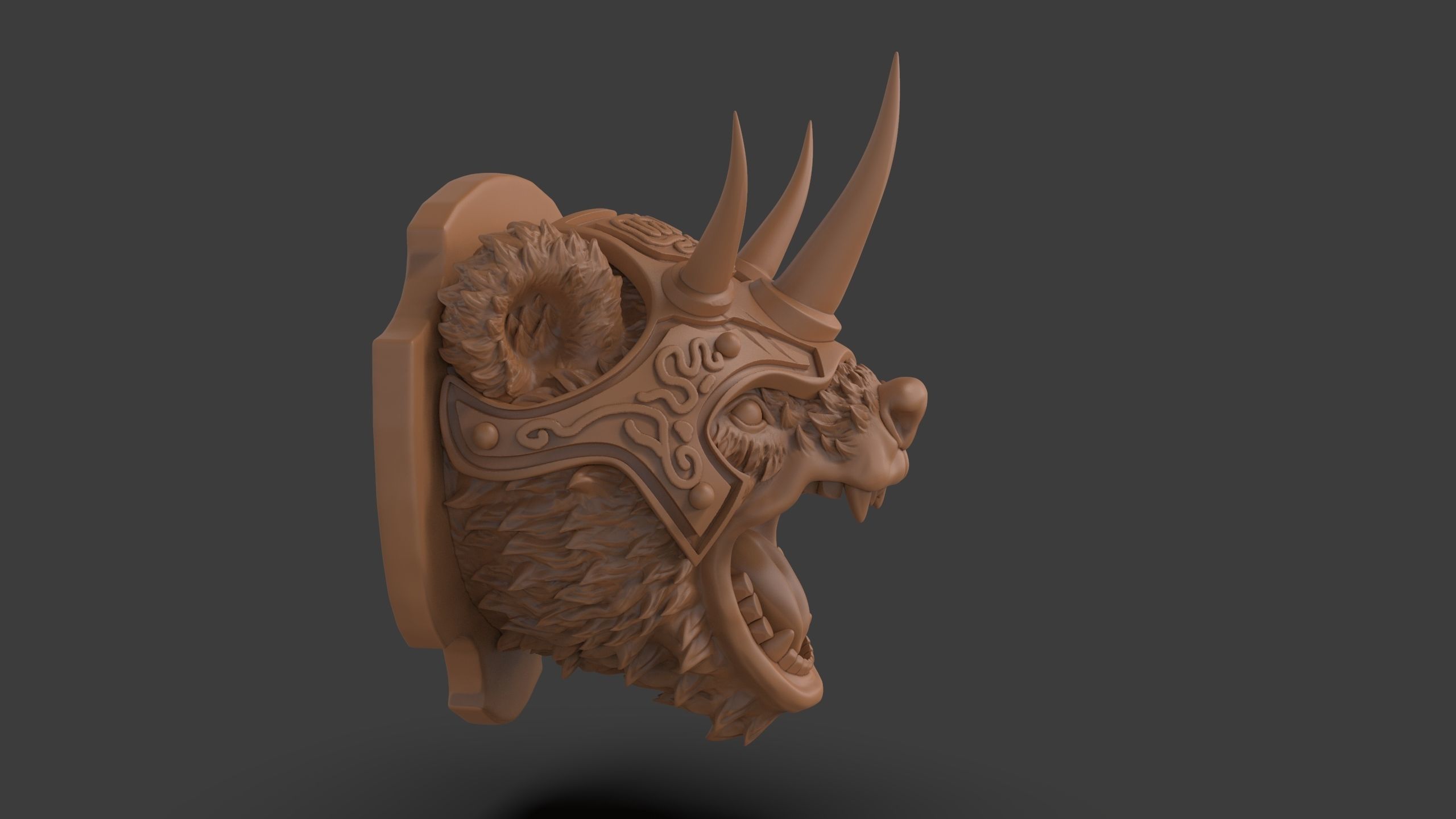Stylized Grizzly Bear Trophy Head 3D print model_18
