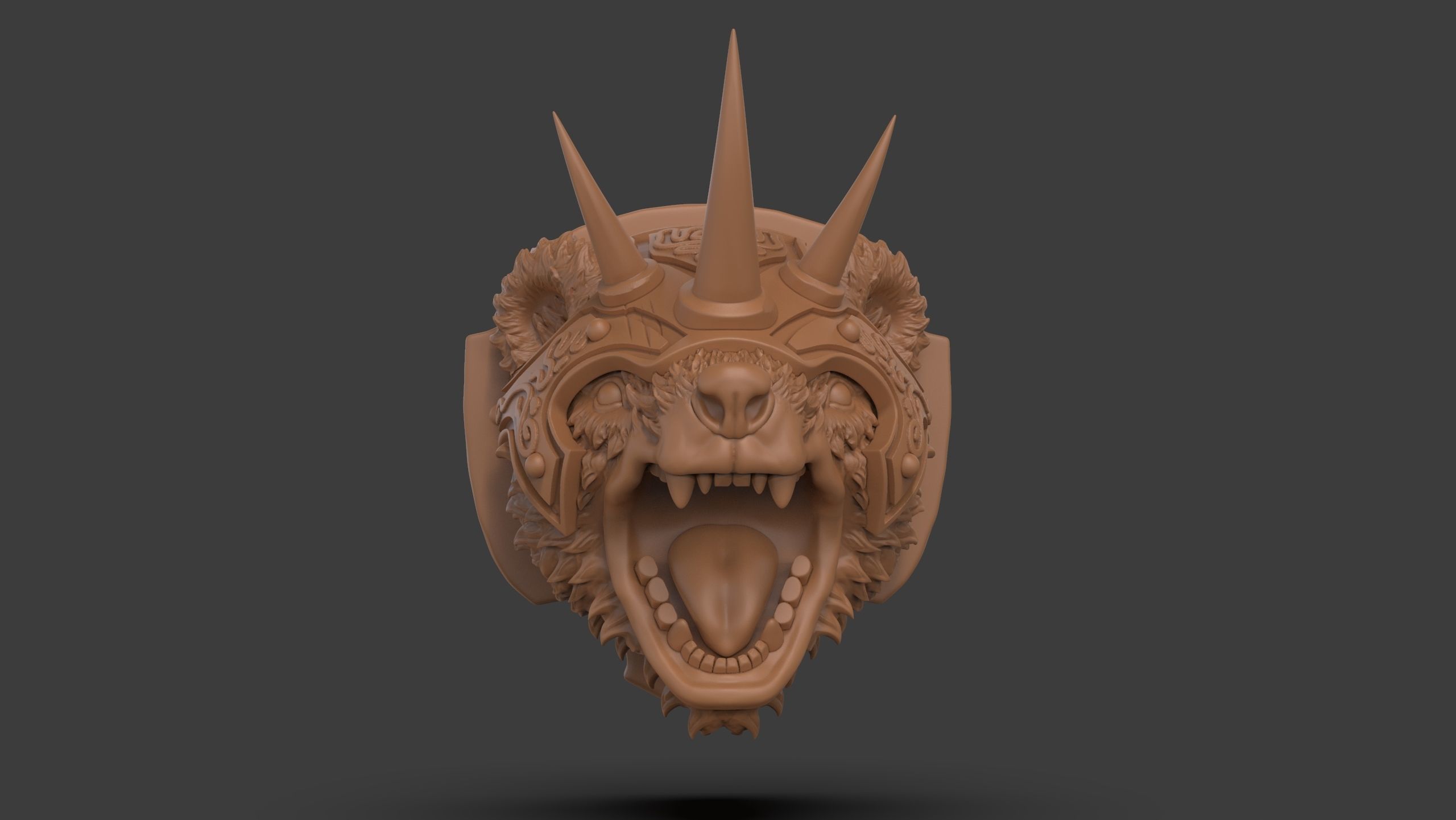 Stylized Grizzly Bear Trophy Head 3D print model_12