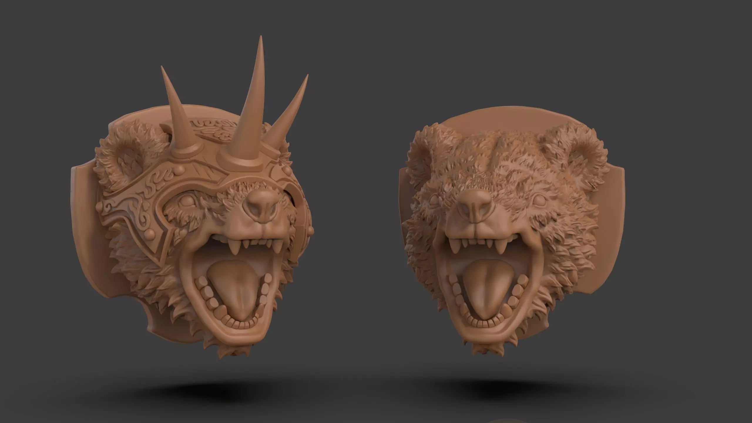 Stylized Grizzly Bear Trophy Head 3D print model_0