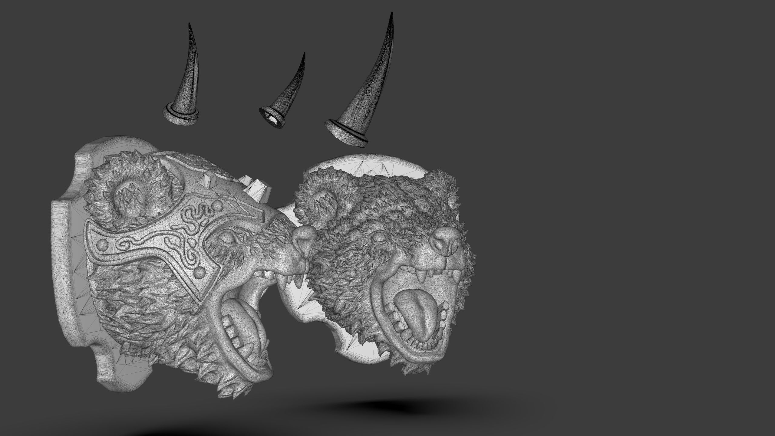 Stylized Grizzly Bear Trophy Head 3D print model_29