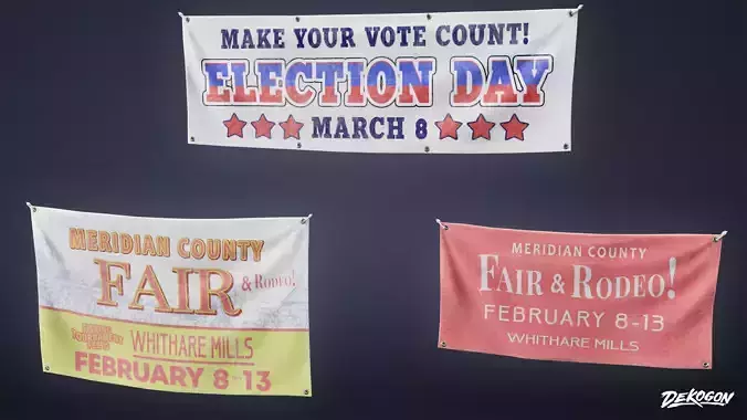 SIGNAGE - Banners 02 - LOW POLY AND NANITE