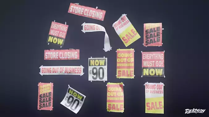 SIGNAGE - Business Signs 02 - LOW POLY AND NANITE