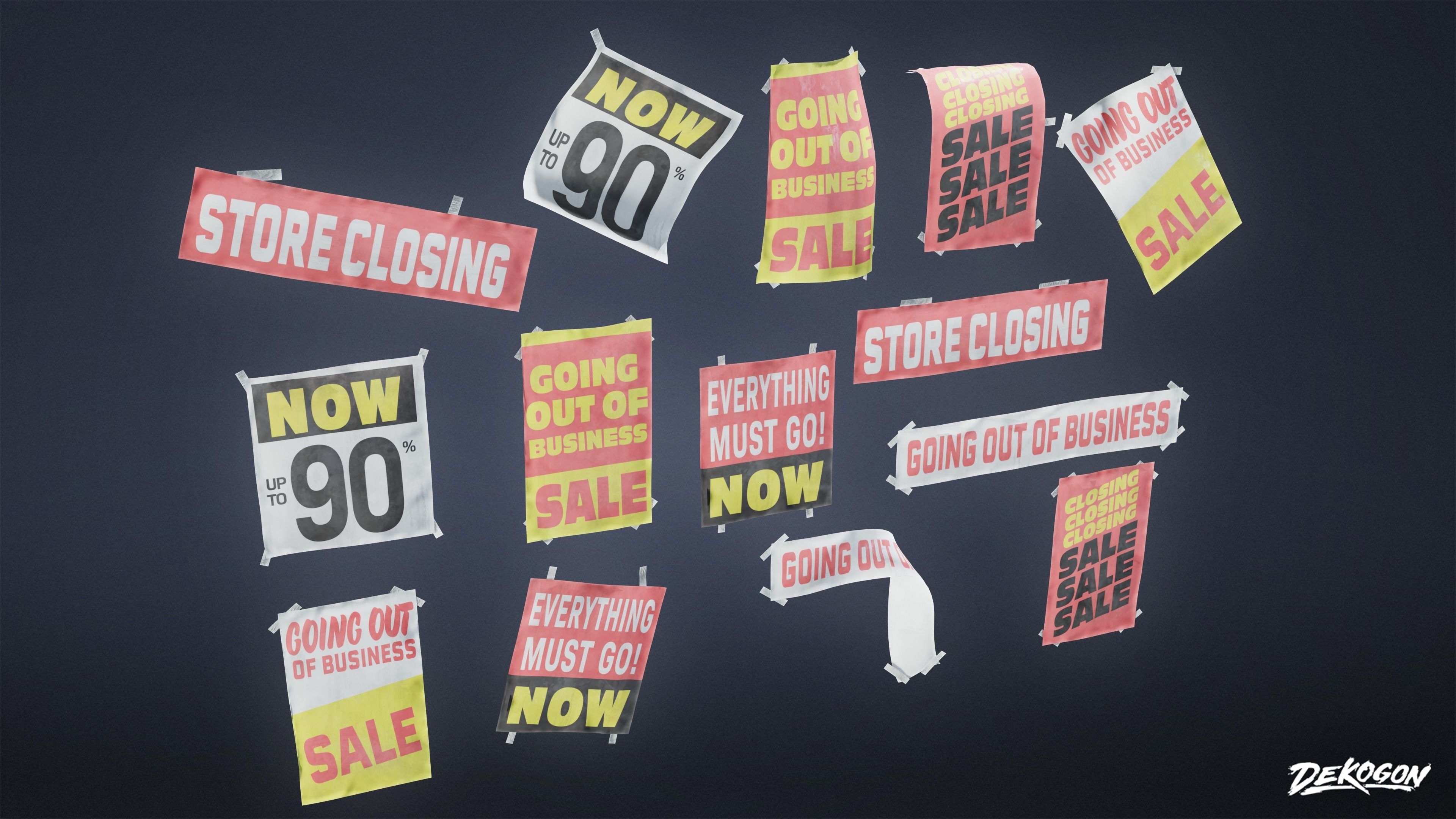 SIGNAGE - Business Signs 02 - LOW POLY AND NANITE Low-poly 3D model_15