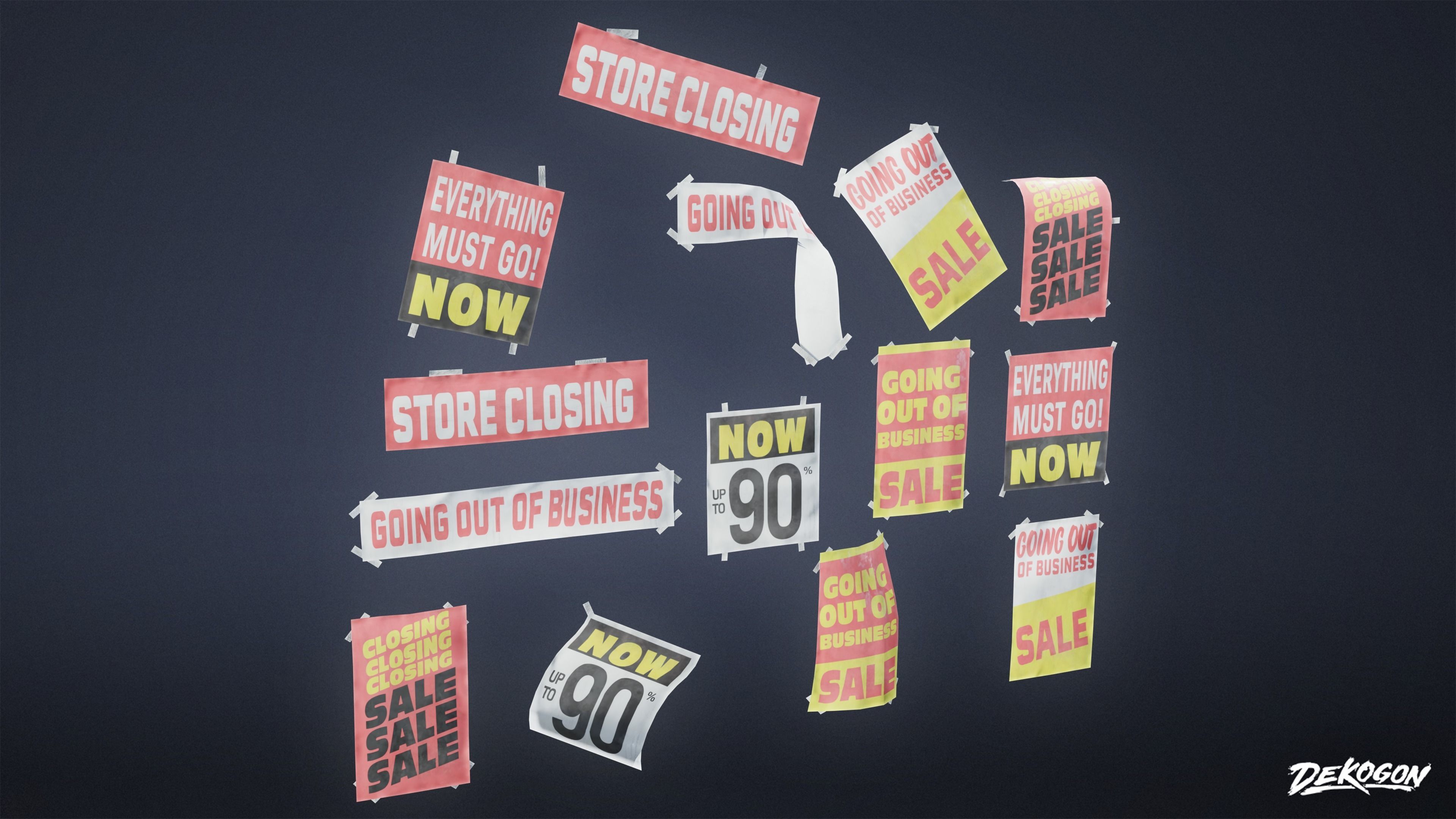 SIGNAGE - Business Signs 02 - LOW POLY AND NANITE Low-poly 3D model_3