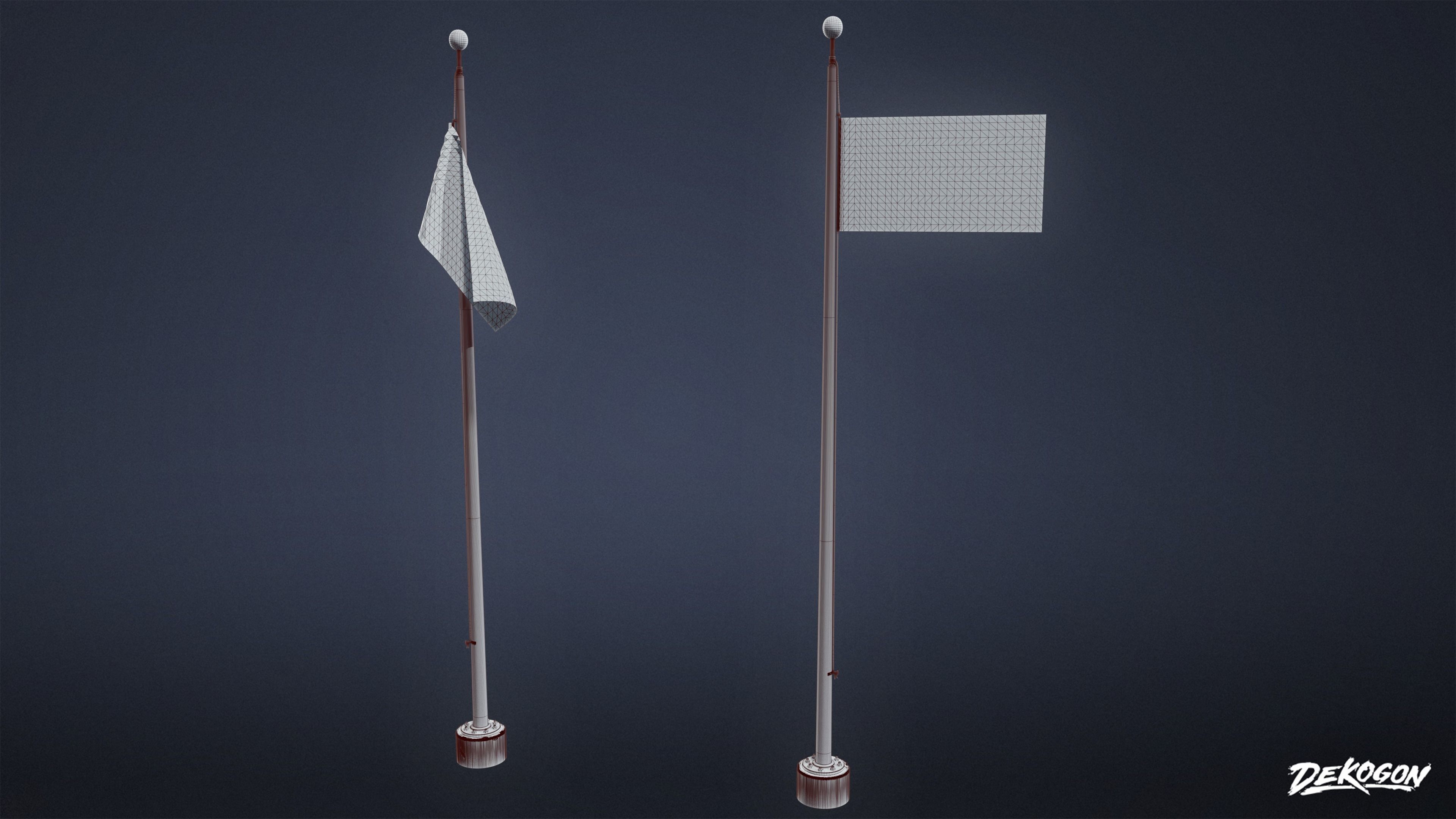 SIGNAGE - Flagpole Tall 01 - LOW POLY AND NANITE Low-poly 3D model_9