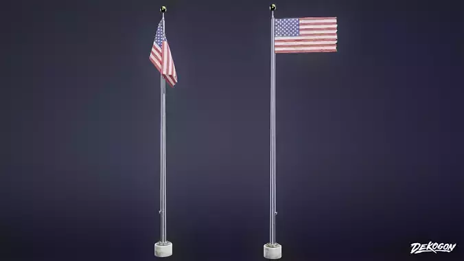 SIGNAGE - Flagpole Tall 01 - LOW POLY AND NANITE