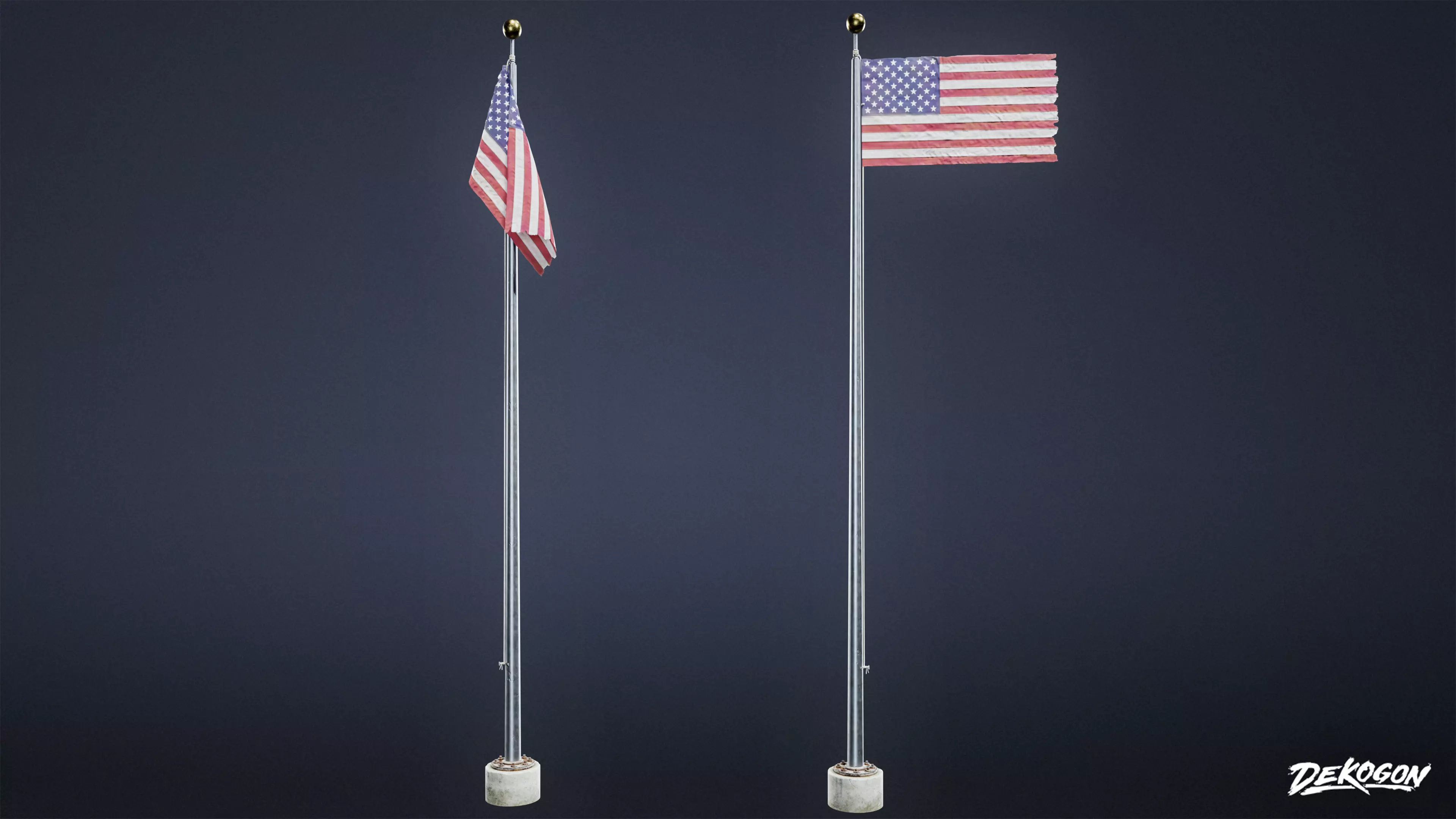 SIGNAGE - Flagpole Tall 01 - LOW POLY AND NANITE Low-poly 3D model_0