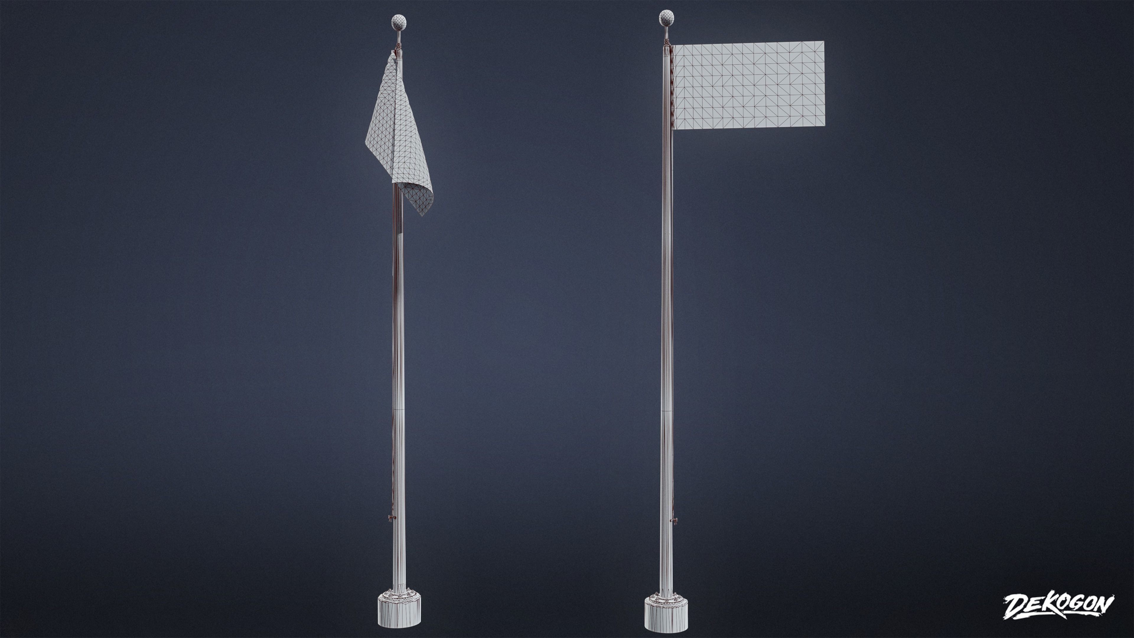 SIGNAGE - Flagpole Tall 01 - LOW POLY AND NANITE Low-poly 3D model_1
