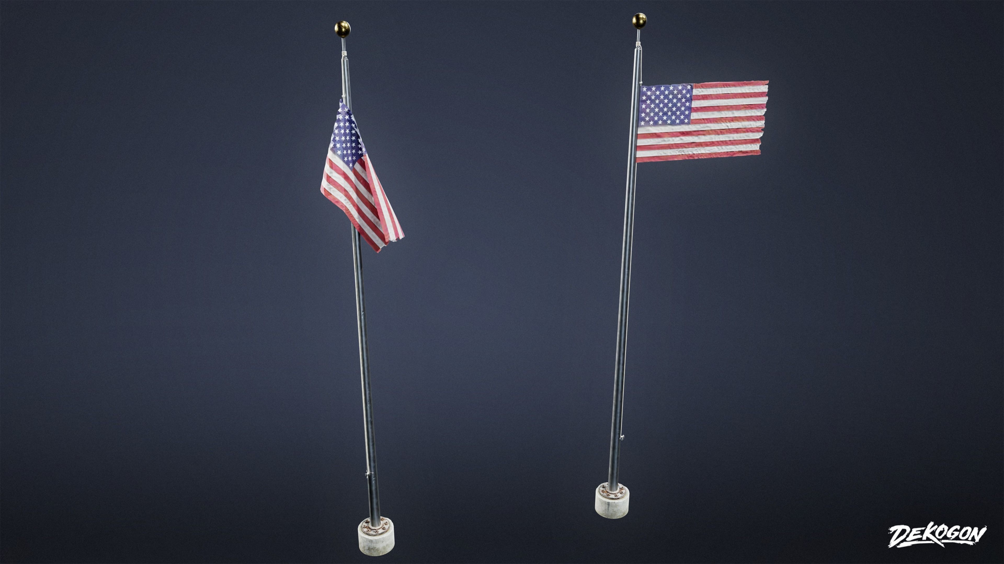 SIGNAGE - Flagpole Tall 01 - LOW POLY AND NANITE Low-poly 3D model_10