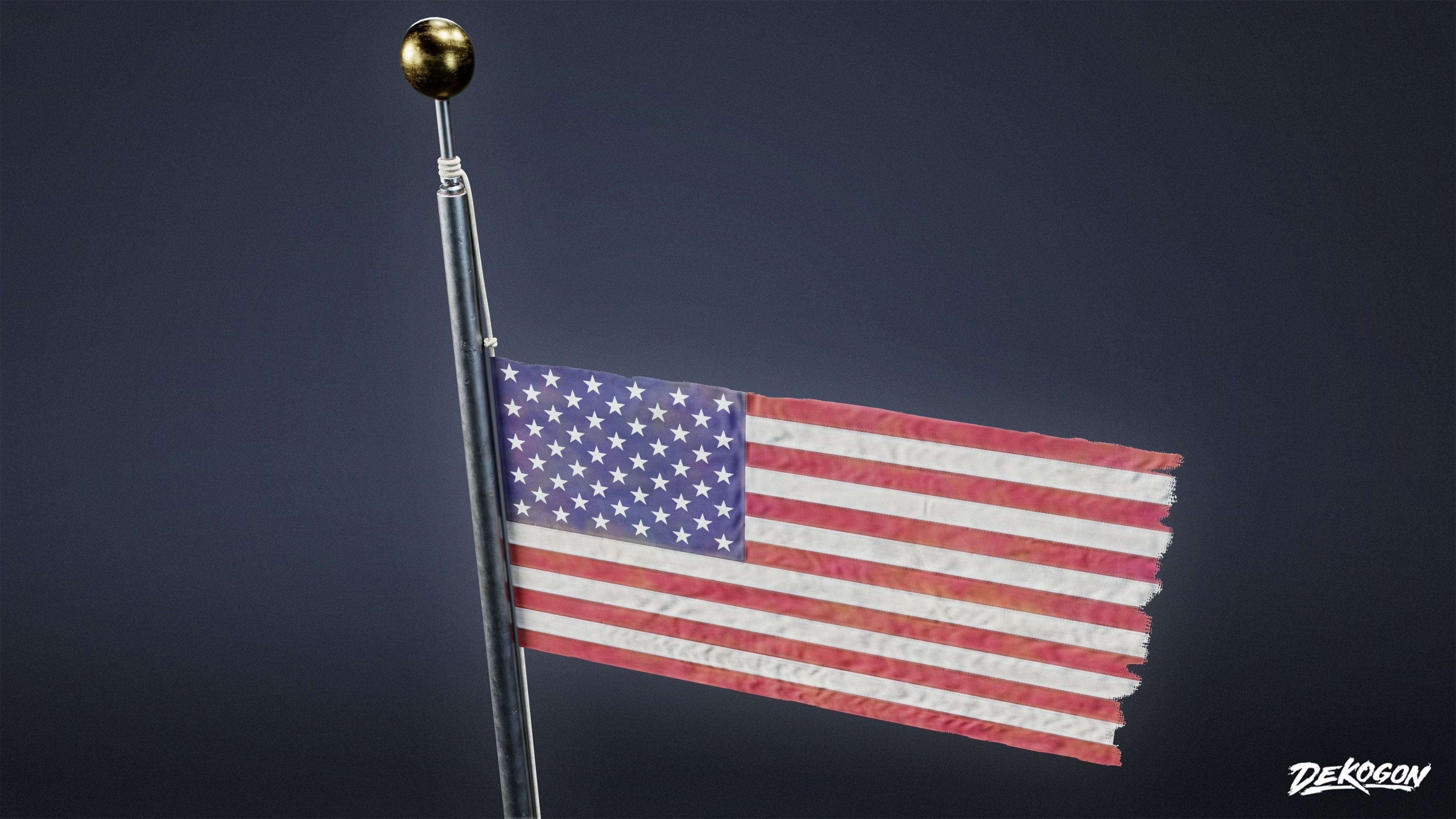 SIGNAGE - Flagpole Tall 01 - LOW POLY AND NANITE Low-poly 3D model_12